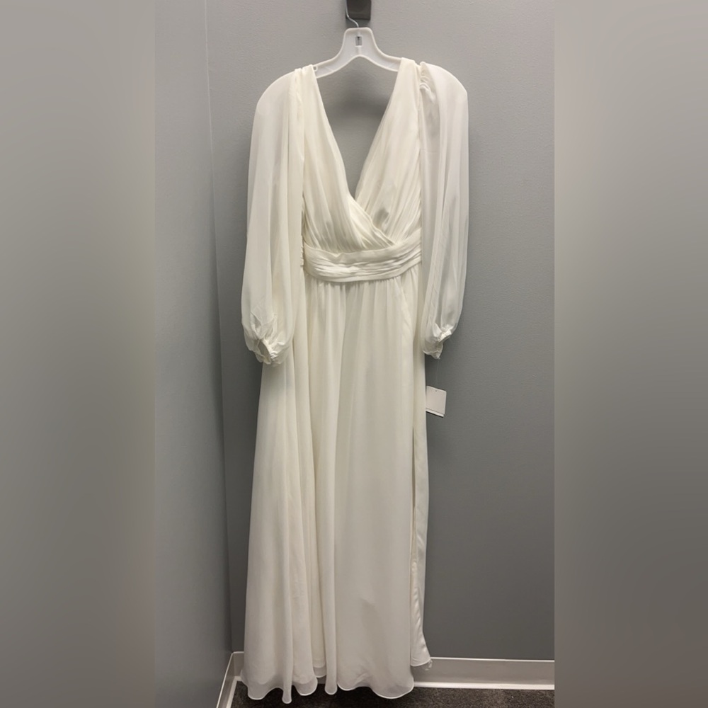 Long Billow Sleeve Chiffon A-Line Wedding Dress